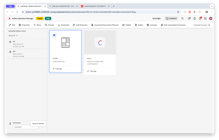 Als Version speichern