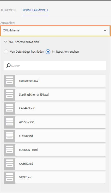 Erstellen eines adaptiven Formularfragments anhand eines XML-Schemas als Modell