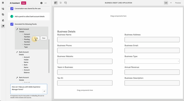 Generativer KI-Assistent, adaptiver Forms