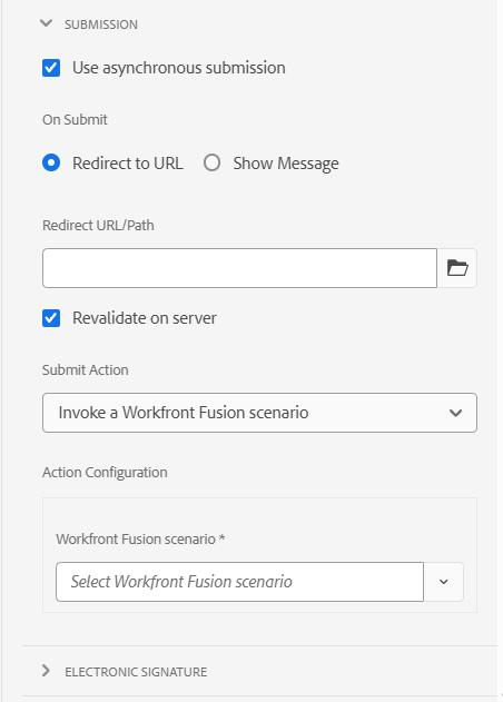 Übermittlungsaktion für Workfront Fusion