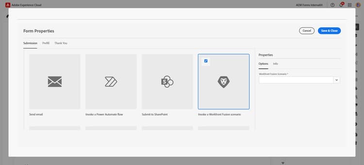 Übermittlungsaktion für Workfront Fusion