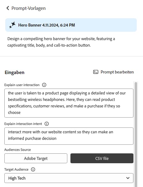 Varianten generieren – Zielgruppenquelle – CSV-Datei