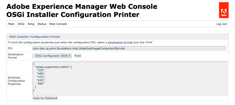 OSGi Installer-Konfigurationsdrucker