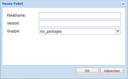 Dialogfeld „Neues Paket“
