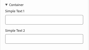 Screenshot eines Container-Komponententyps