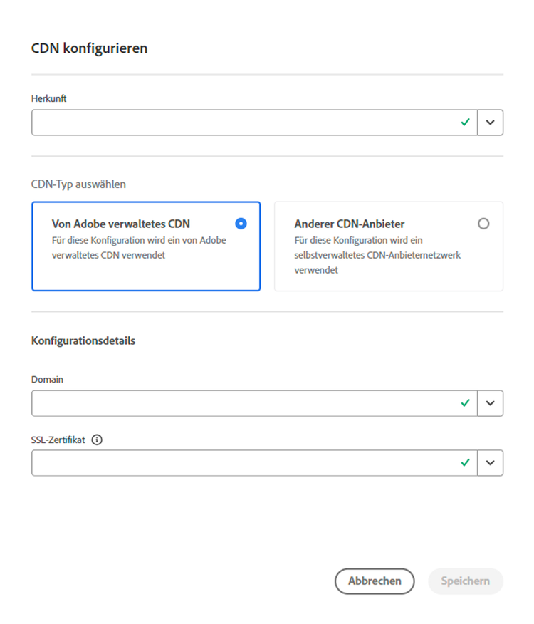 Dialogfeld „CDN konfigurieren“