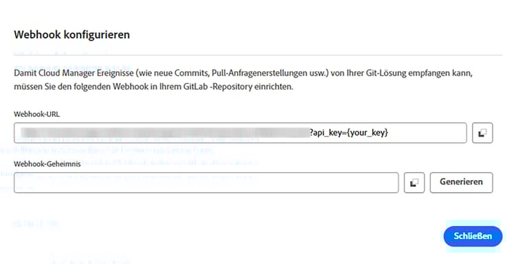 Dialogfeld „Webhook konfigurieren“