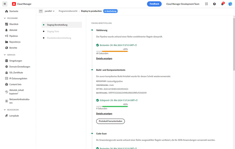 Staging-Bereitstellung