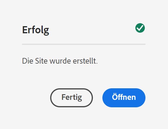 Site-Erstellung abgeschlossen