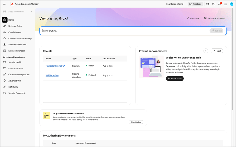Cloud Manager in der Konsole