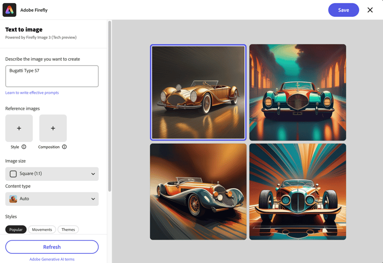 Adobe Firefly-Bildgenerierung