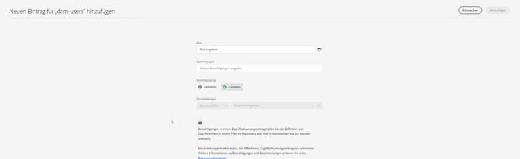 Berechtigungspfad konfigurieren