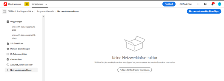 Netzwerkinfrastruktur hinzufügen
