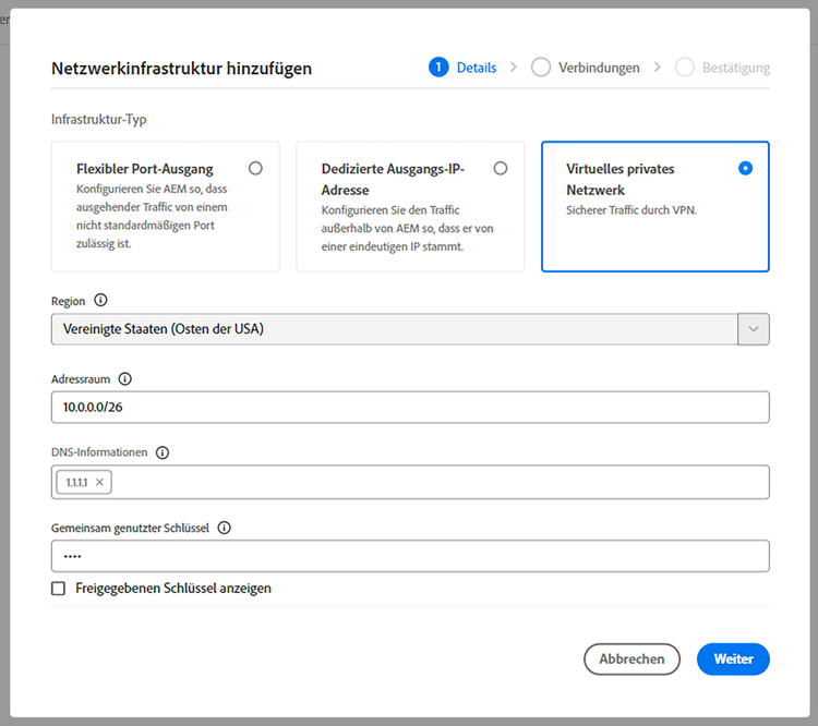 Konfigurieren des VPN