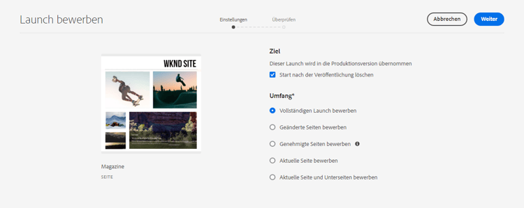Launch-Weiterleitung