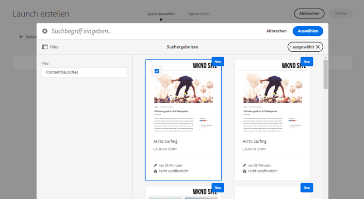Erstellen von verschachtelten Launches