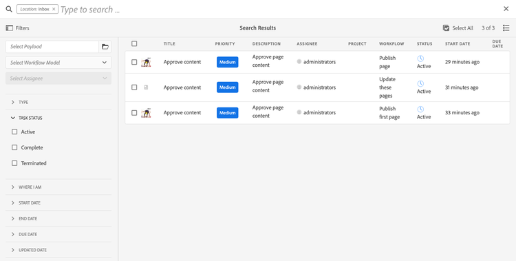 Posteingang – Suchfilter