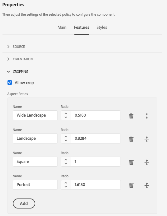 Registerkarte „Funktionen“