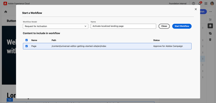 Modal „Workflow starten“
