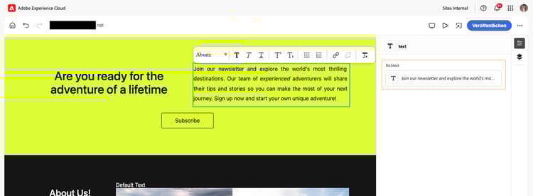 Bearbeiten einer Rich-Text-Komponente