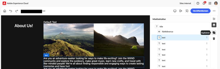Auswählen einer Komponente zum Hinzufügen zu einem Container