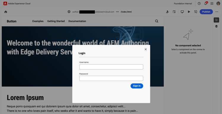 Modal „Anmeldung als Entwicklerin oder Entwickler“