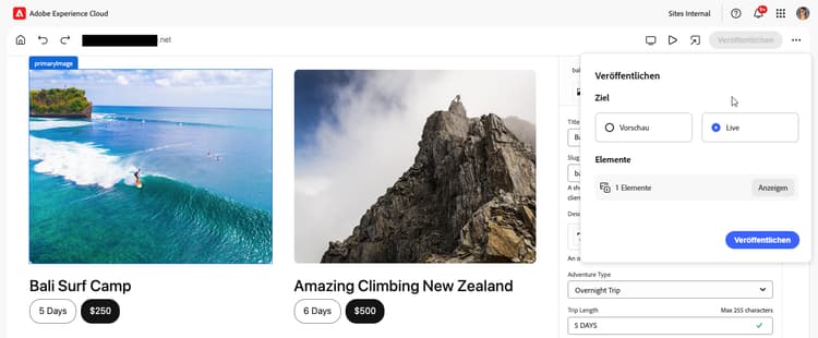 Veröffentlichen von Seiten