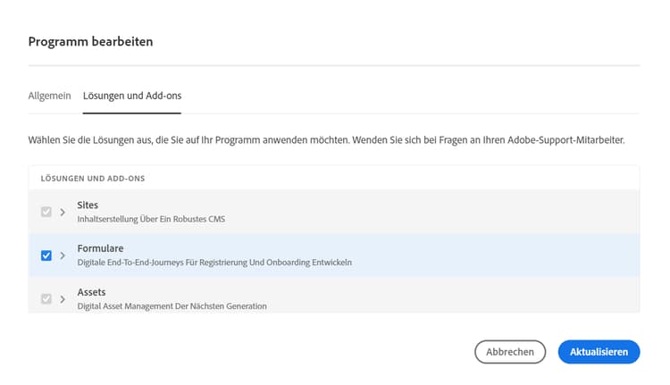 Wählen Sie die Option „Formulare“ aus