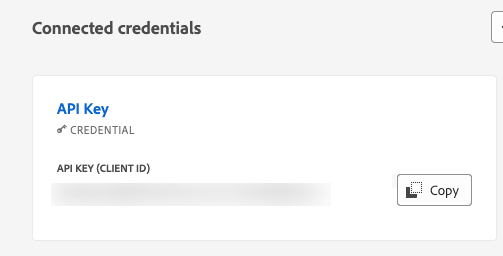 Kopieren des API-Schlüssels aus den verbundenen Anmeldedaten