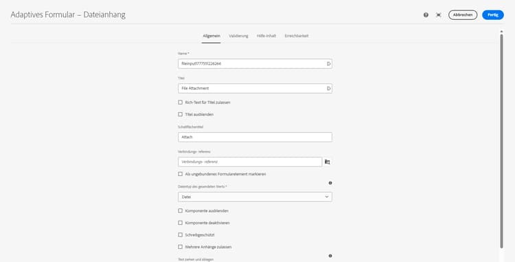 Registerkarte „Allgemein“