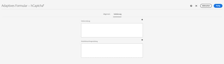 hCaptcha-Registerkarte „Validierung“