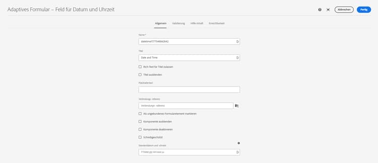 Registerkarte „Allgemein“