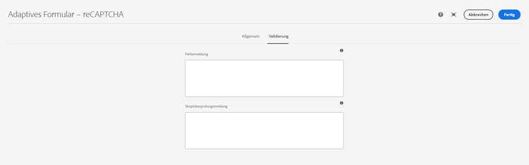 Registerkarte „Validierung“