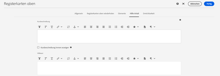 Registerkarte „Hilfe-Inhalt“