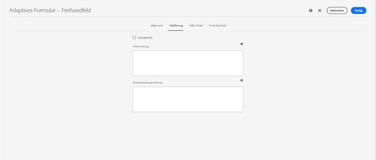 Registerkarte „Validierung“