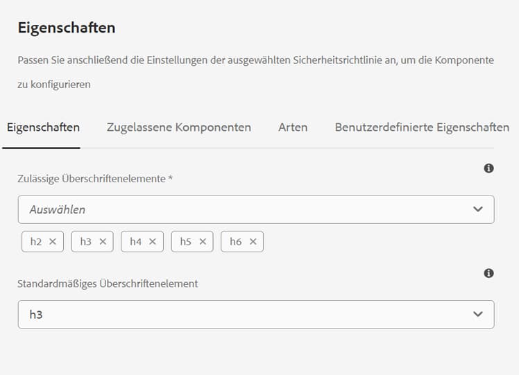 Registerkarte „Eigenschaften“ im Dialogfeld „Design“