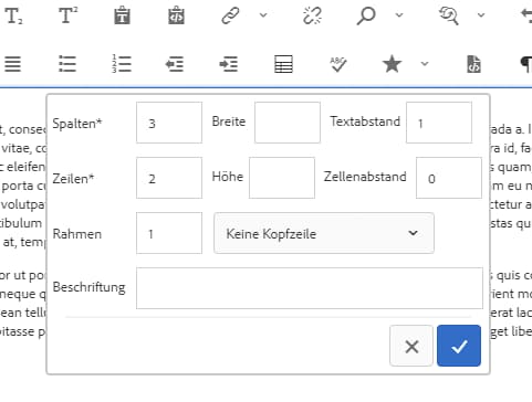 Beispiel für „Tabelle“