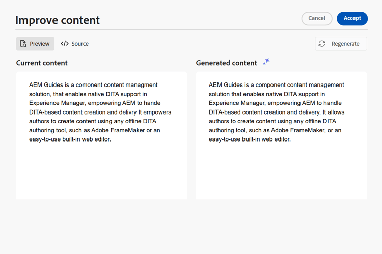 KI-Assistent - Inhalt-Editor verbessern