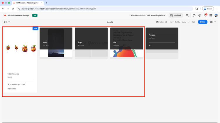 Hochgeladene Assets in der AEM as a Cloud Service-Umgebung mit der FileSystemUpload-Klasse