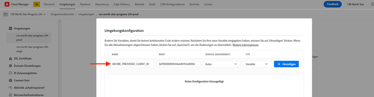 Adobe Cloud Manager – Umgebungskonfiguration