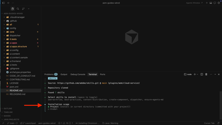 Wählen Sie den Installationsumfang aus