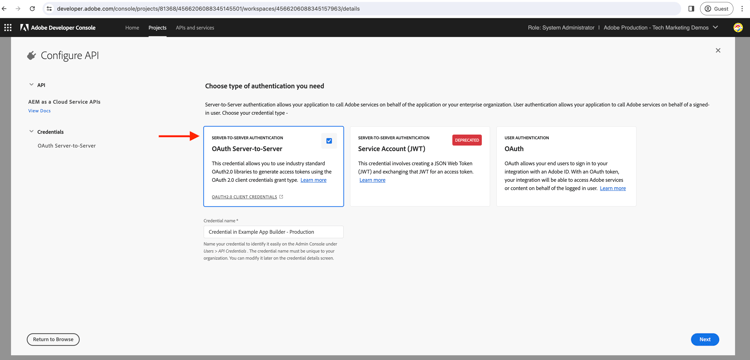 Adobe Developer Console – OAuth-Server-to-Server