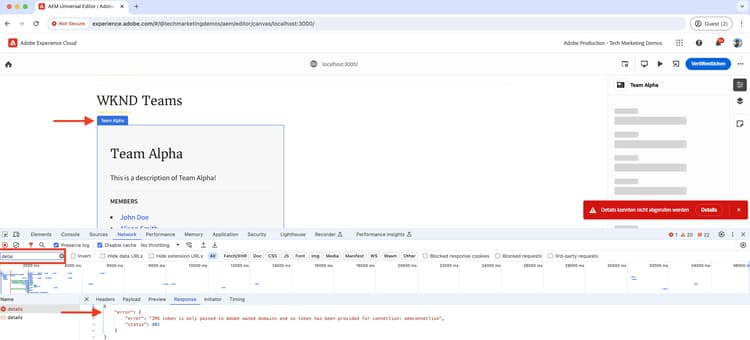 Universeller Editor – Bearbeitbares Team in WKND Teams