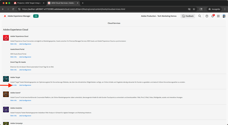 Adobe Target-Legacy-Konfiguration