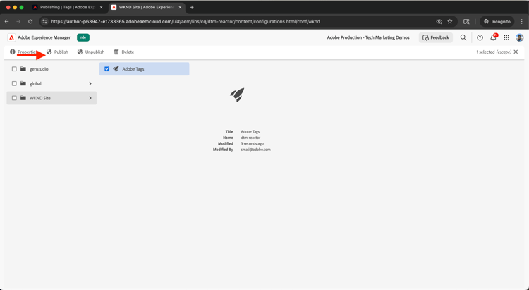 Veröffentlichen der Adobe Launch-Konfiguration