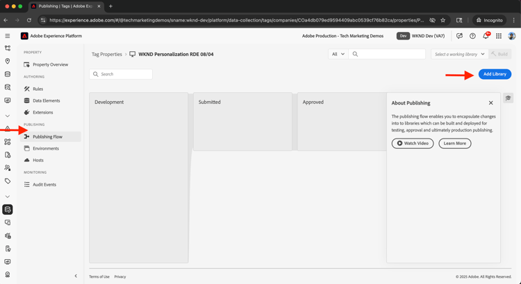 Adobe Tags-Veröffentlichungsablauf
