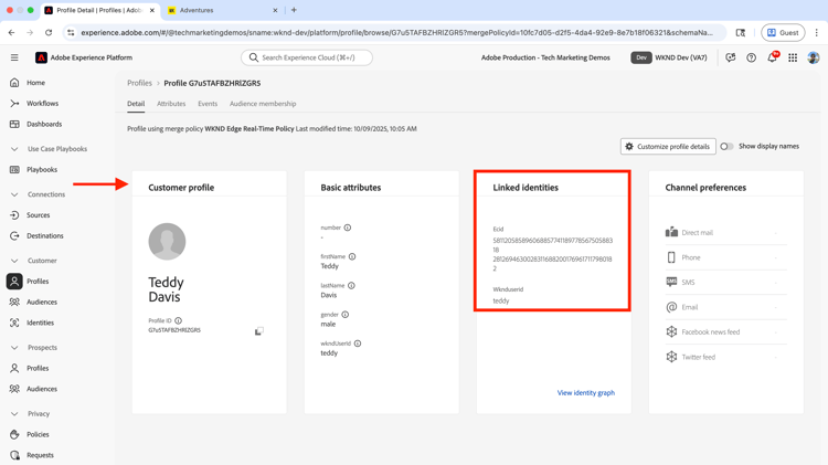 Zugeordnete Profildetails