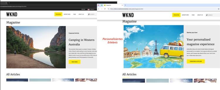 Personalisierte Seite „Magazine“