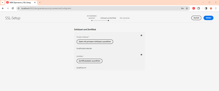 SSL-Setup – Privater Schlüssel und Zertifikat