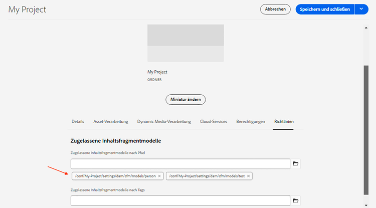 Zulässige Inhaltsfragmentmodelle